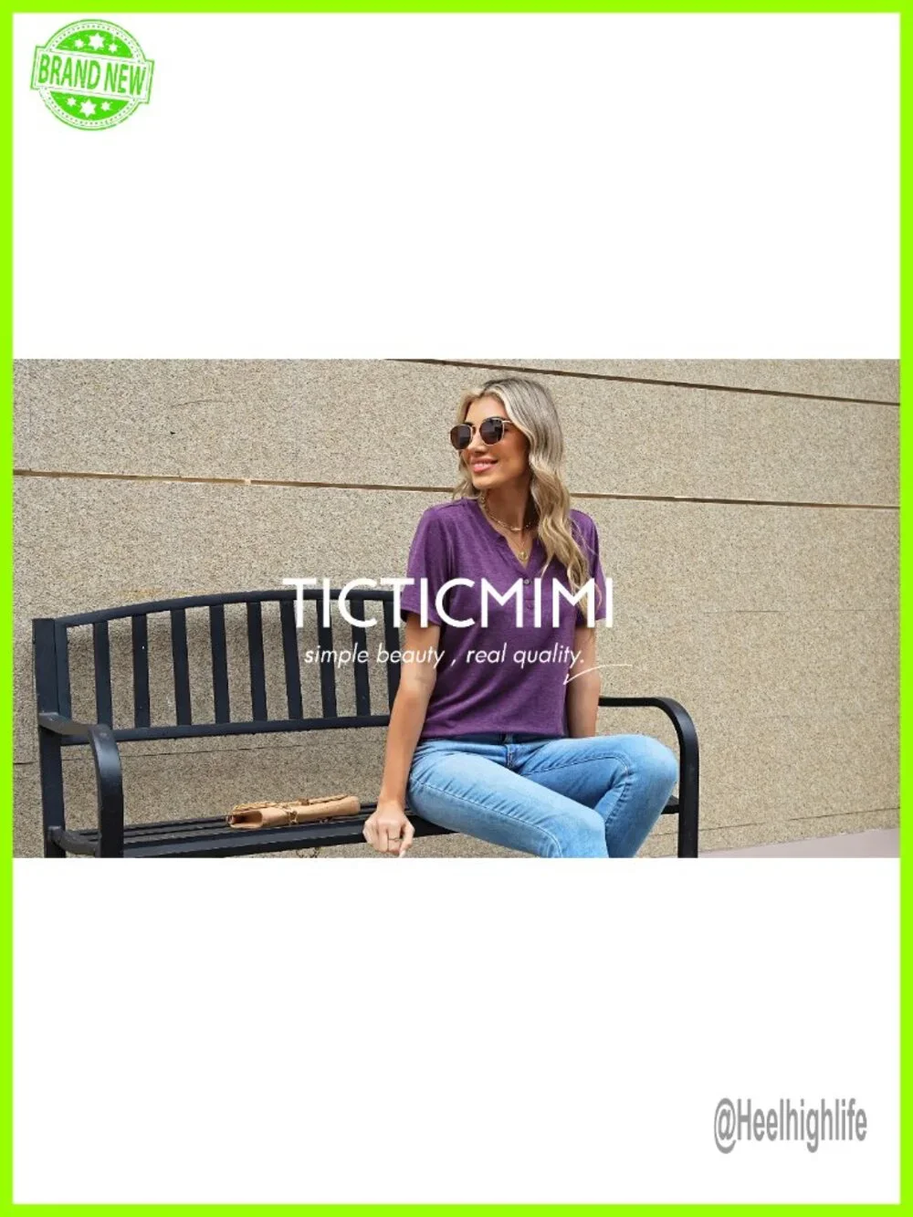 Women's V Neck Short Sleeve Henley T-Shirt Casual Summer Top